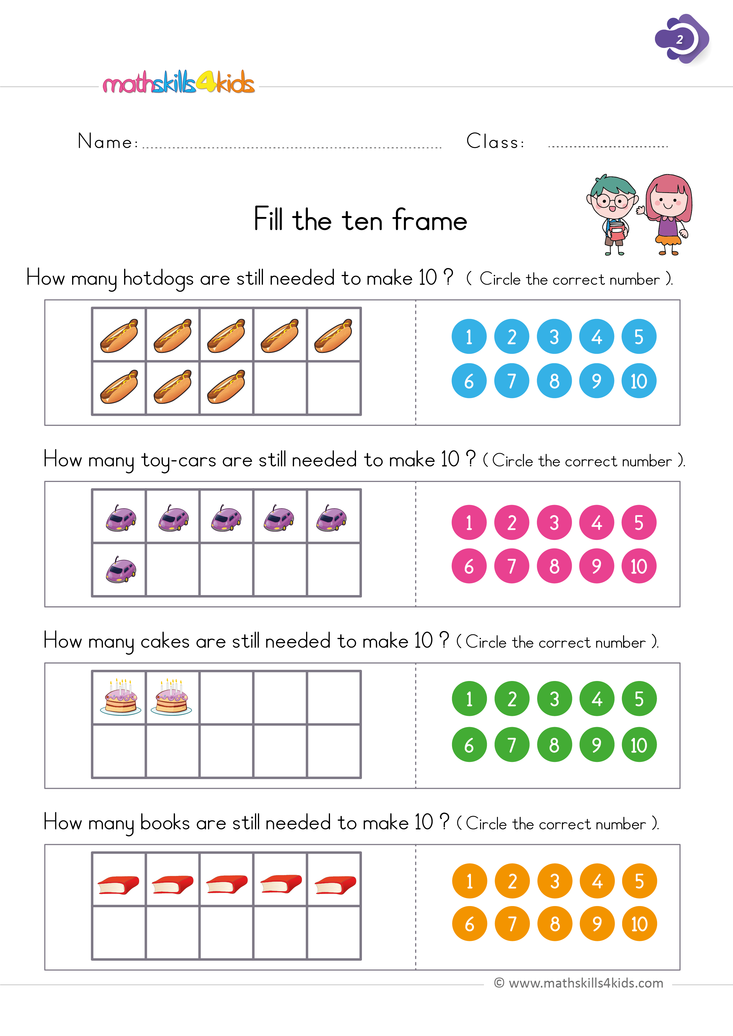 First Grade math worksheets - missing numbers