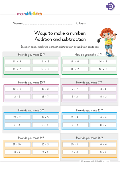 Mixed Addition and Subtraction Worksheets for Grade 1 | 1st Grade