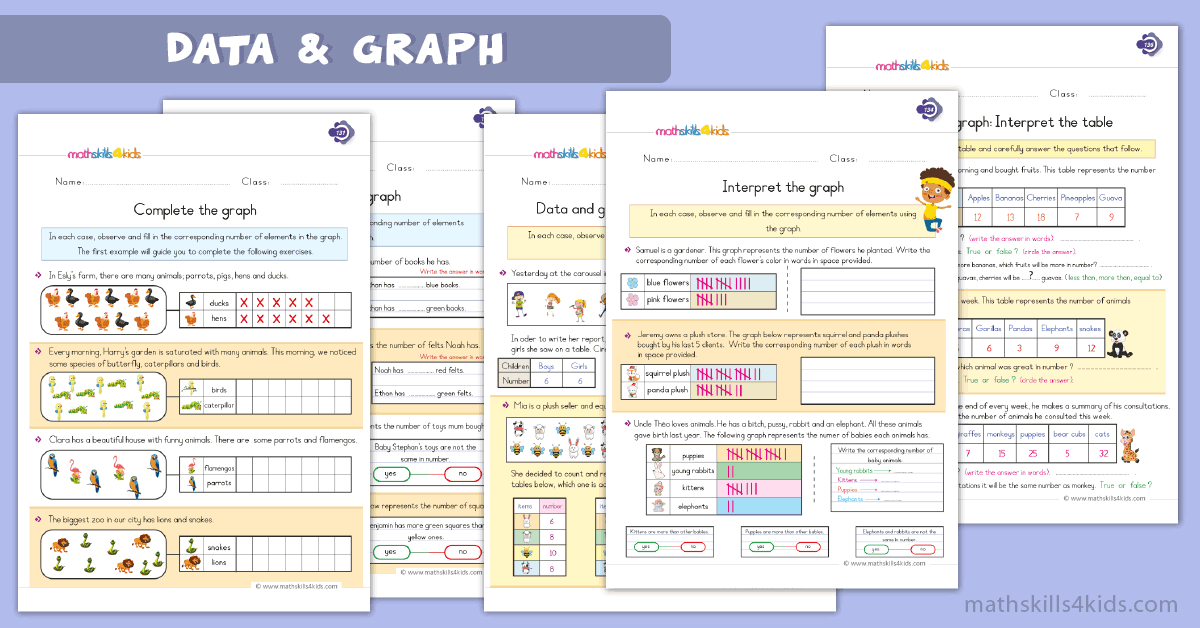 First Grade math worksheets - data and graph worksheets