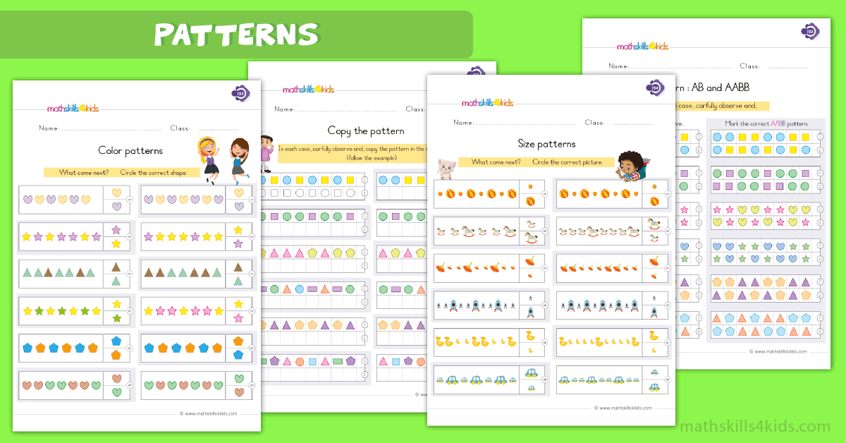 First Grade math worksheets - patterns worksheets