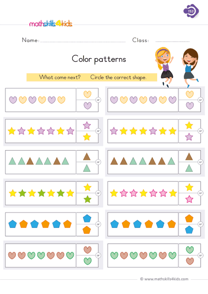 Picture Pattern Worksheets | Pattern Worksheets for Grade 1 pdf