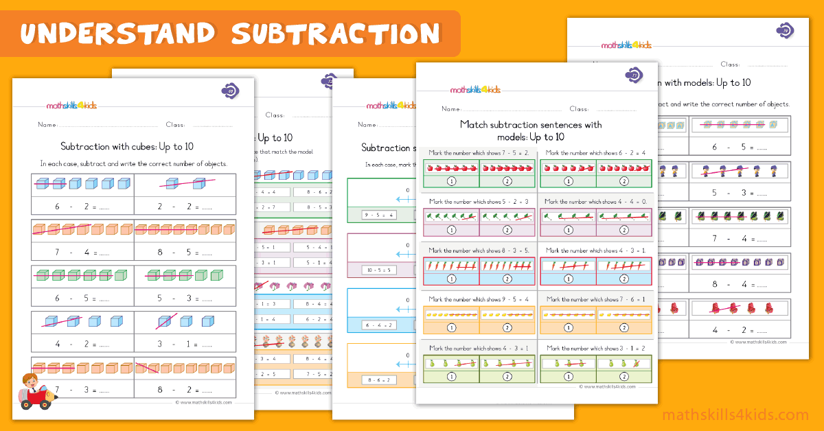 First Grade math worksheets - understand subtraction worksheets