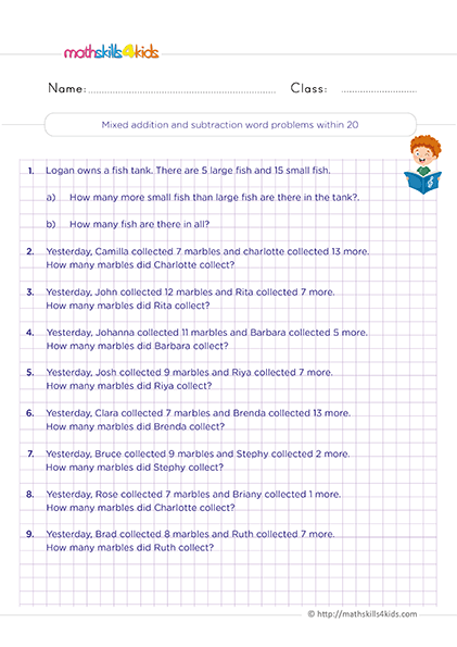 Second Grade Math mixed addition and subtraction worksheets