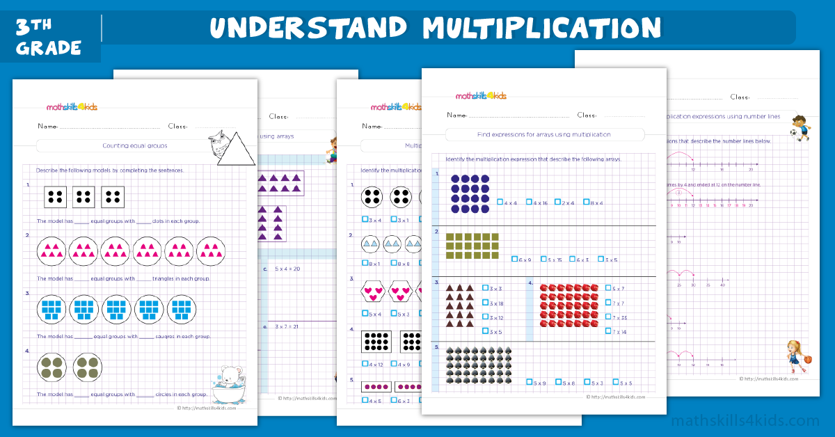 third grade math worksheets - understand multiplication