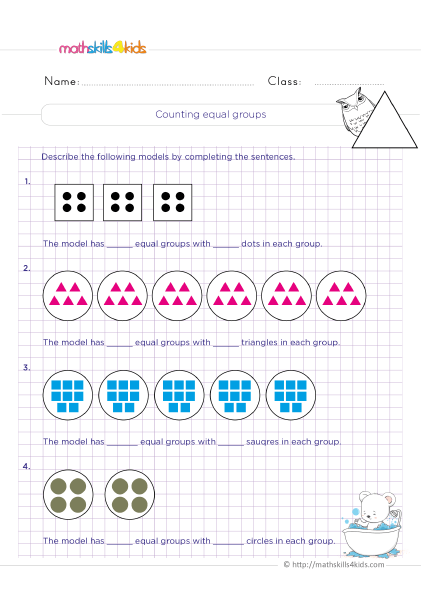 Multiplication Activities for Class 3 with Answers with answers - Understand multiplication with equal groups