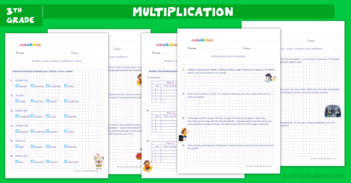 3rd Grade multiplication Math worksheets
