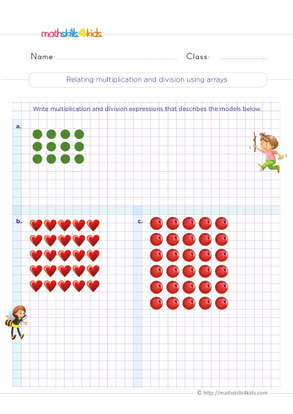 Relating multiplication and division 3rd grade - Relating multiplication and division using arrays