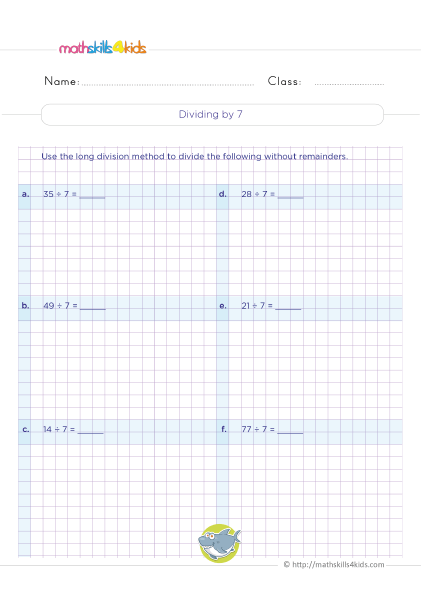 Learn the facts and tricks of divisibility rules: 3rd Grade worksheets - Equal groups division practice
