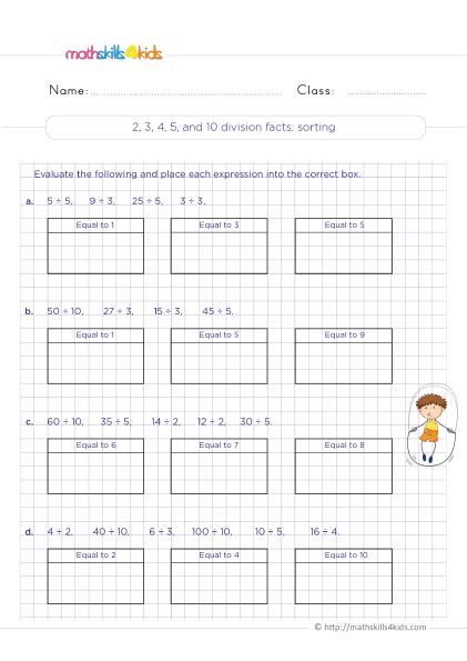 Printable division facts fluency worksheets for 3rd Graders - Dividing by three