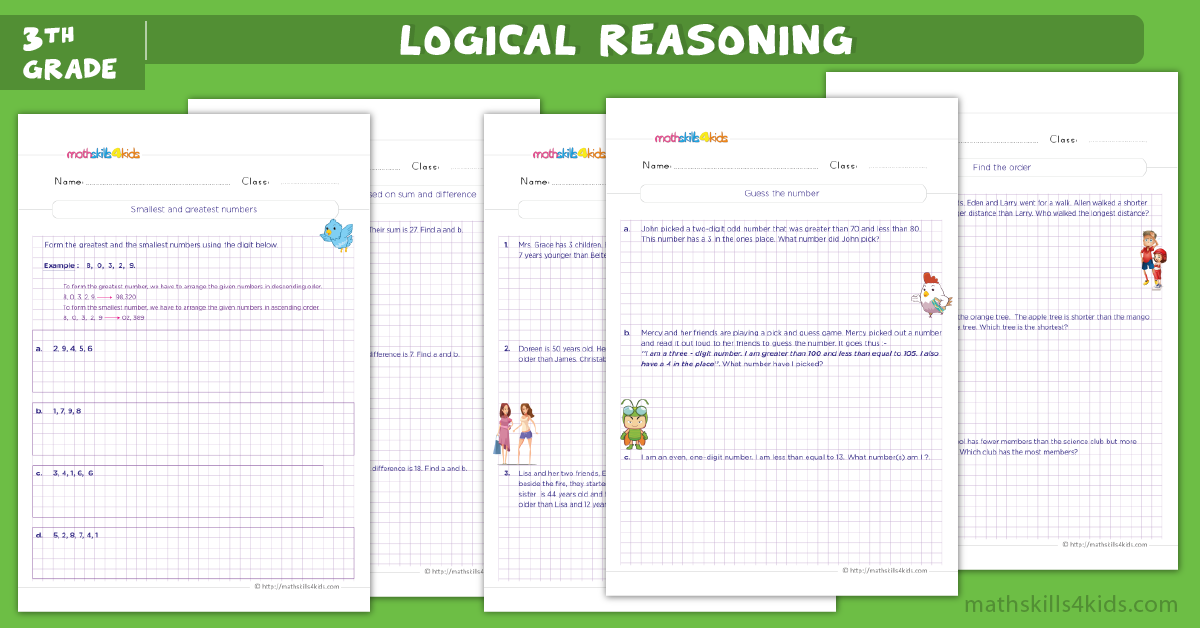 3rd Grade Math worksheets - logical reasoning