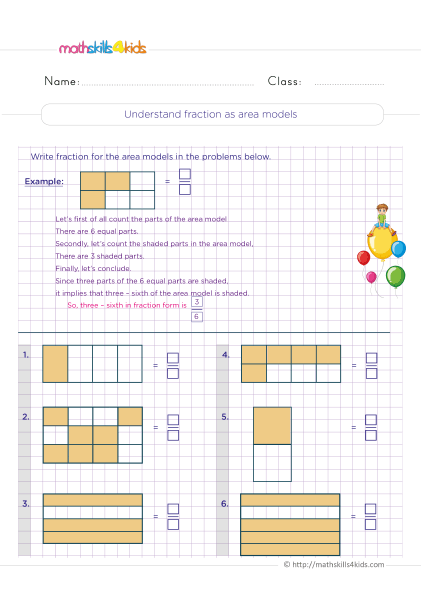 How to explain fractions to 3rd Graders: Worksheets and tips - Understanding fraction as area models
