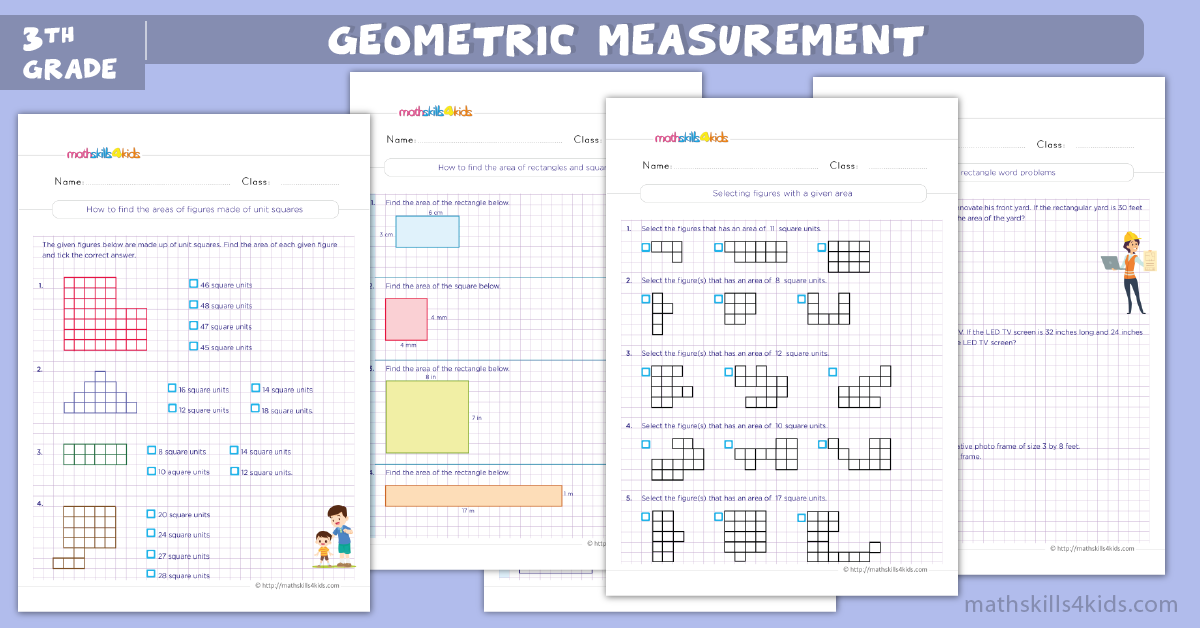 3rd Grade Math worksheets - geometric measurement worksheets for grade 3