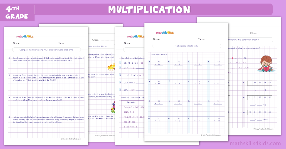 fourth grade math worksheets - Multiplication worksheets for grade 4