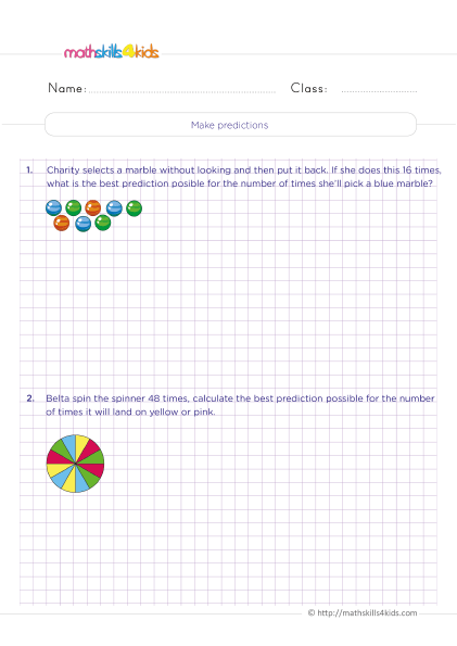 Statistics and probability in 4th Grade: Free worksheets & answers - Making predictions
