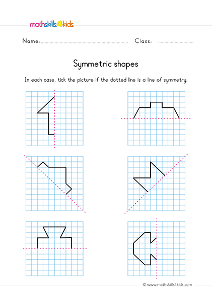 From lines to reflections: Exploring symmetry in 4th Grade worksheets - Drawing other parts of symmetric shapes