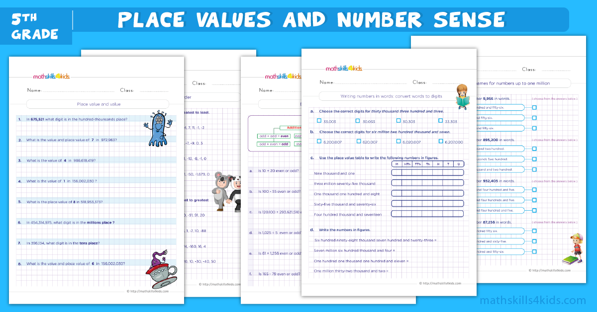 5th Grade Number Sense Practice Place Value Worksheets For 5th Grade 