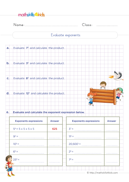 Unlock the magic of exponents: Interactive worksheets for Grade 5 - How do you evaluate and caculate exponent expressions?