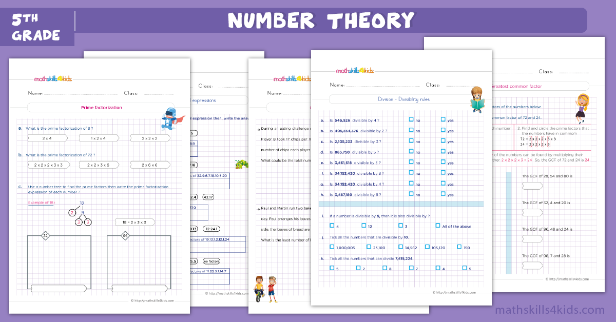 Fifth-Grade Math Worksheets with Answers Pdf - number theory worksheets for grade 5
