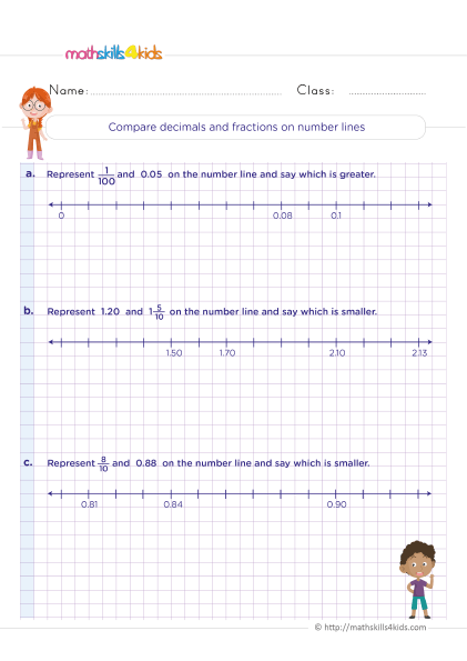 Decimals Worksheets for Grade 5 with Answers - Understanding of the