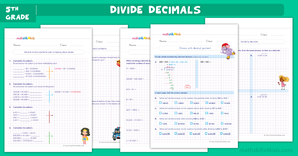 5th Grade Dividing Decimals Worksheet Ysybignat
