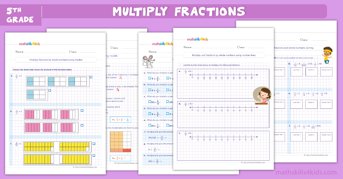 Fifth-Grade Math Worksheets with Answers Pdf - multiplying fractions worksheets for grade 5