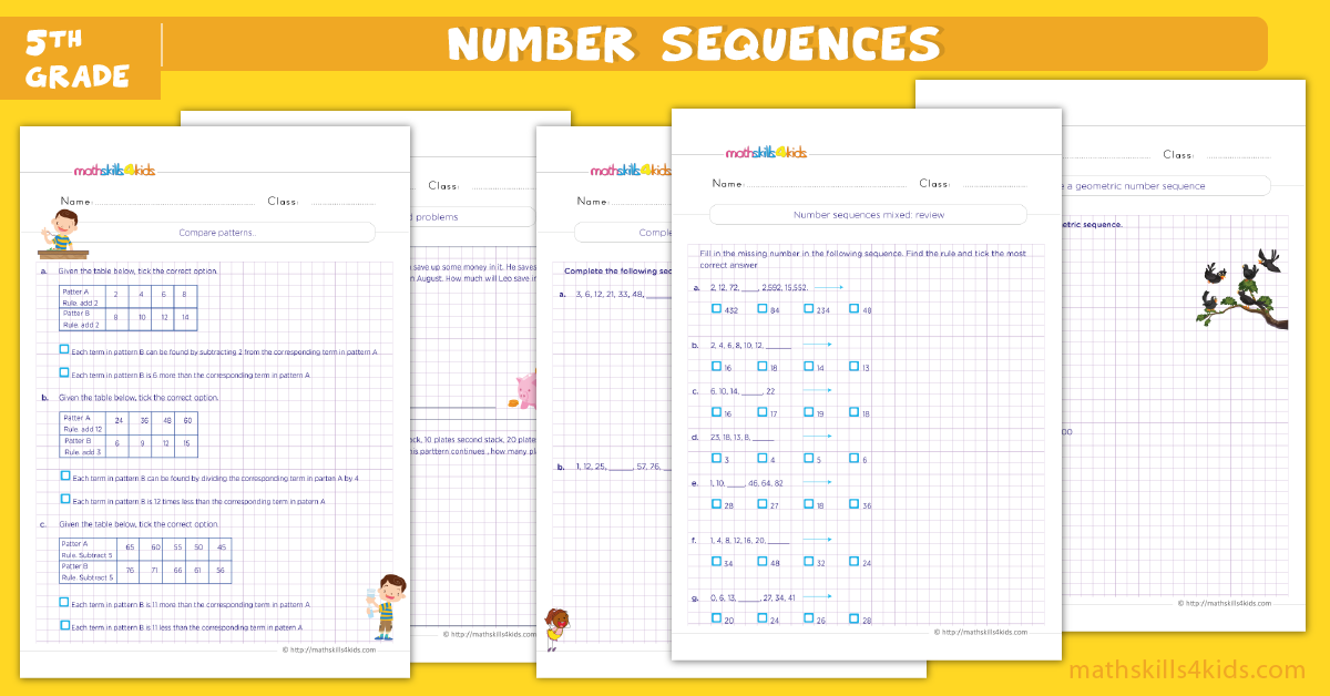 5th Grade Math Skills: Free Games and Worksheets - number sequences math worksheets for grade 5