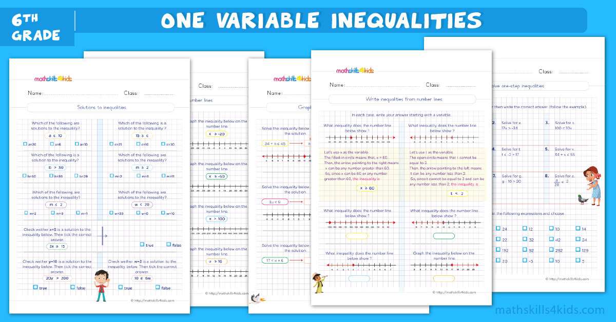 solving and graphing inequalities worksheets pdf for 6th grade