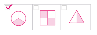 kindergarten math worksheets - fraction example - show thirds