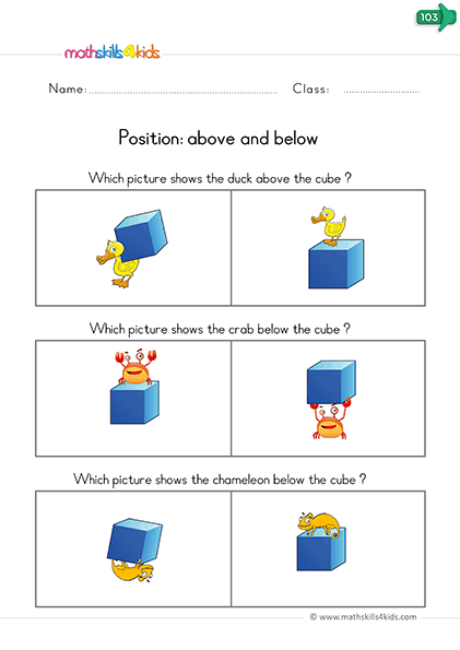 Teaching positional words to kinders: - Position vocabulary above and below