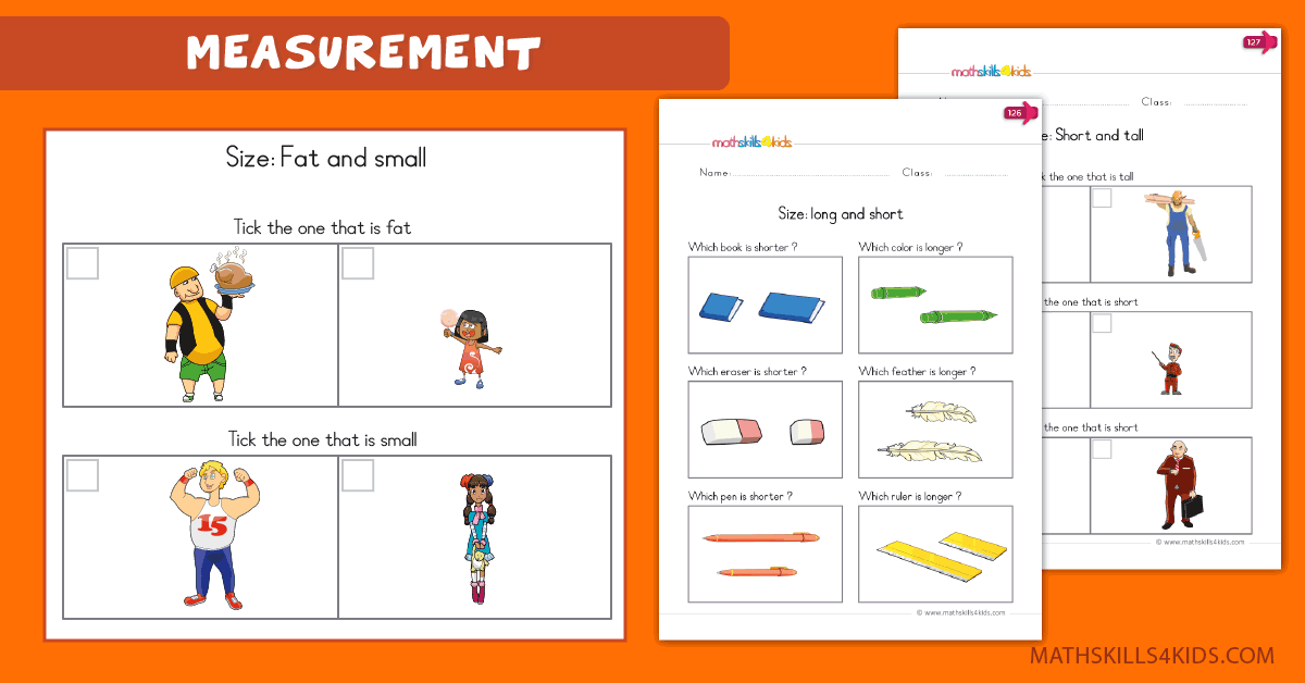 Measurement Worksheets for Kindergarten pdf - Measure and Compare by Size or Weight