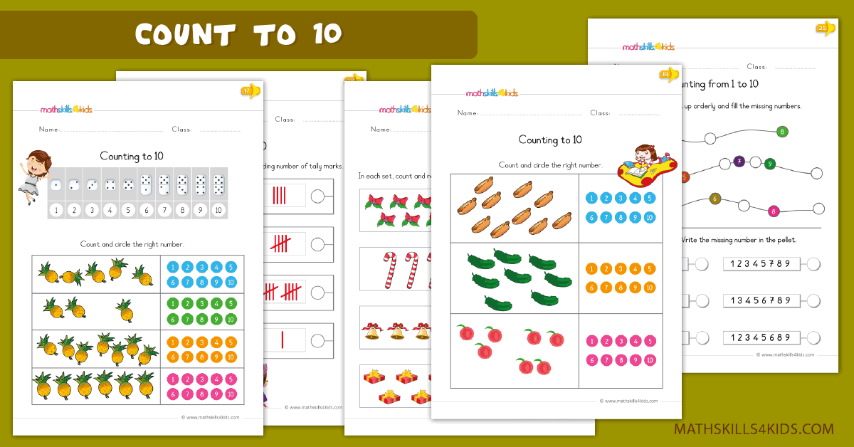 Kindergarten math worksheets - Learn to count to 10 worksheets