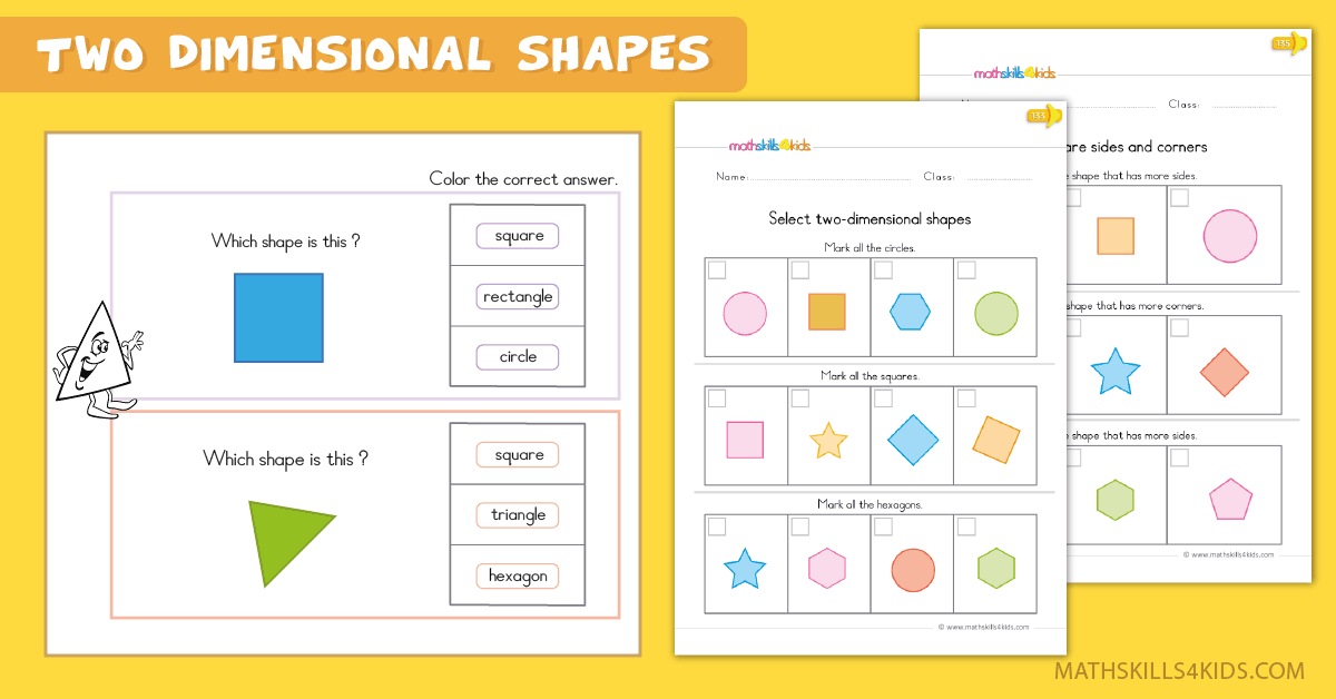 Two-dimensional Shapes Worksheets for Kindergarten - Identifying 2D shapes Worksheets