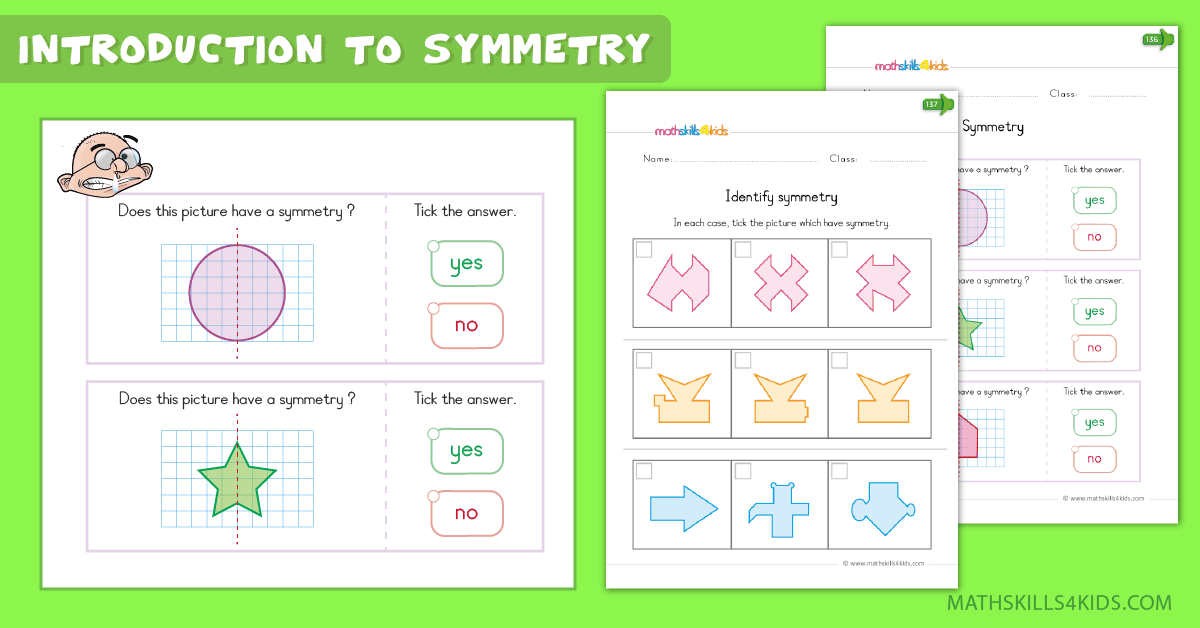 Kindergarten math worksheets - introduction to symmetry worksheets