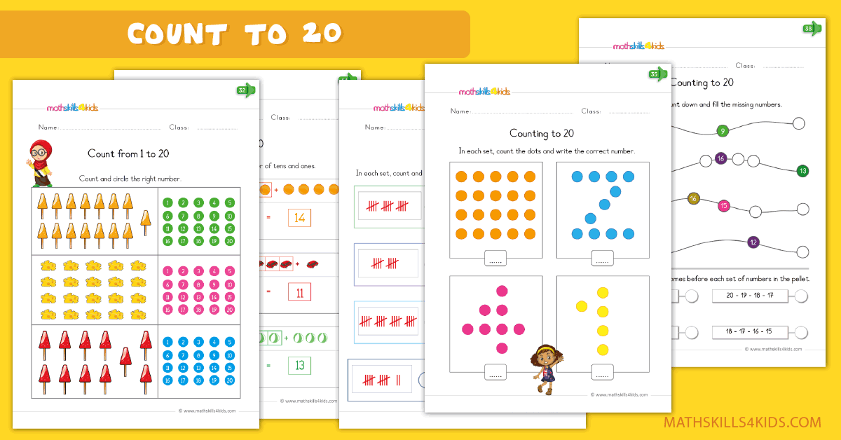 Counting to 20 worksheets pdf for Kindergarten - Kinders counting practice 1-20 pdf