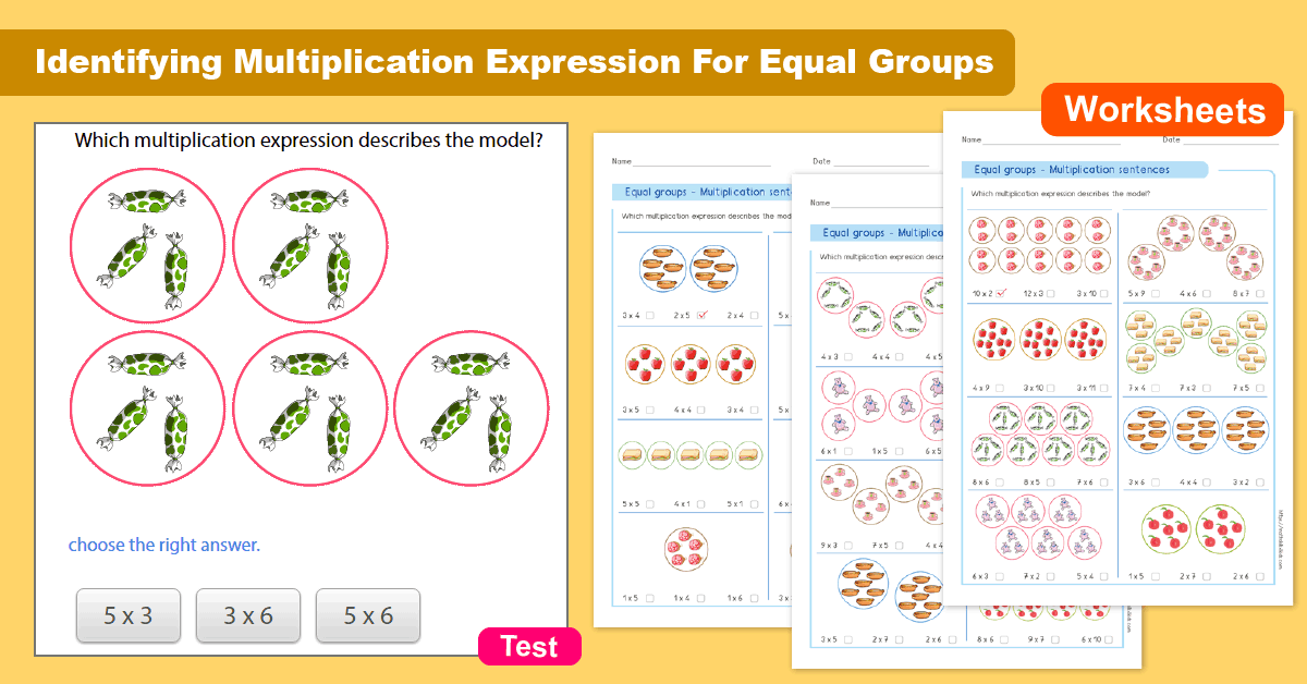 Identifying Multiplication Expression For Equal Groups - Recognise Equal Groups
