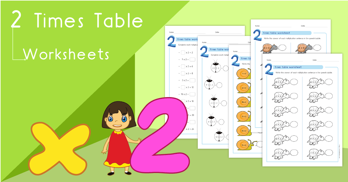 Multiplication printable - 2 times table worksheets