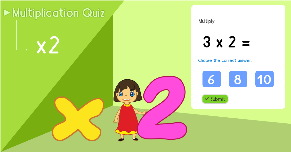 Multiply By 2 Practice - Multiplying By two Quiz - Free multiply by 2 math games online