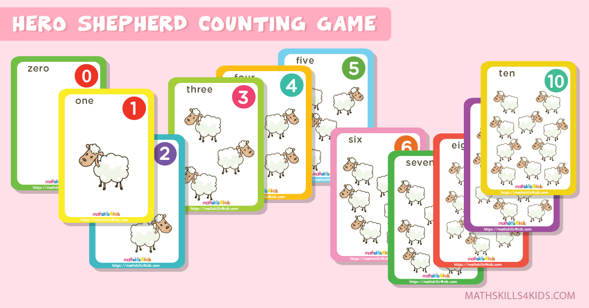 Hero Shepherd printable counting cards for numbers up to 10 - Prekinders counting cards