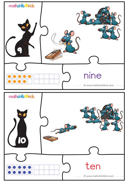 Cat and Mice numbers math game for kids - number 7 to 8