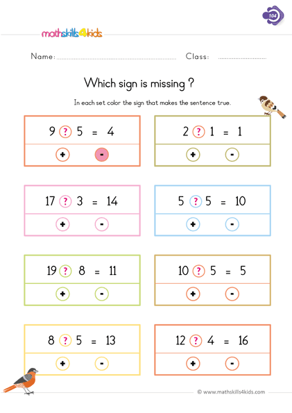 mixed addition and subtraction worksheets for grade 1 1st grade printable mixed operation