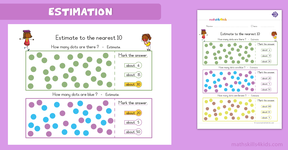 First Grade math worksheets - estimation worksheets