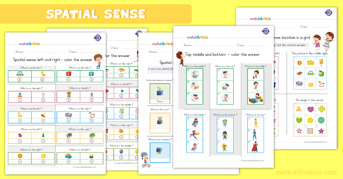 First Grade math worksheets - spatial sense worksheets