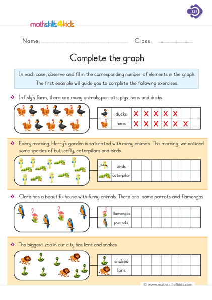 First Grade math worksheets - completing graph worksheets