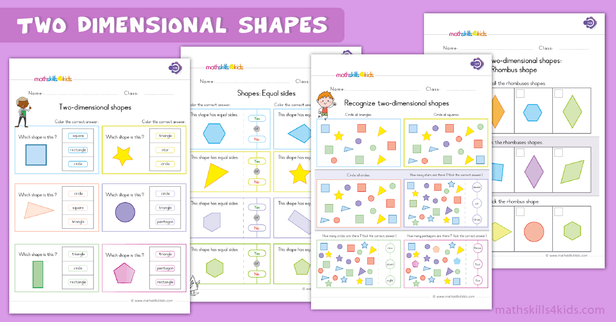First Grade math worksheets - two dimensional shapes worksheets