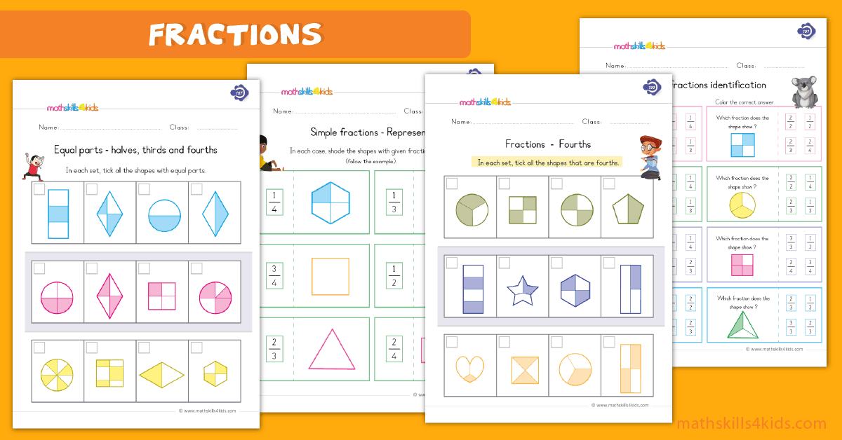 Fraction Worksheets for Grade 1 PDF | 1st Grade Printable Fractions