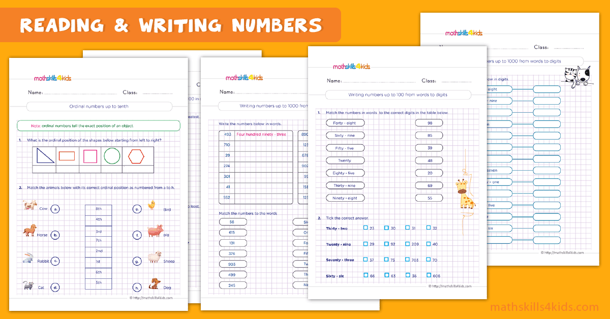Grade 2 reading and writing numbers: Printable worksheets & activities
