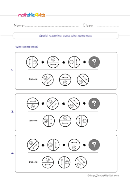 Grade 2 logical reasoning worksheets: Improve your child's thinking skills - Spatial reasoning: Guess what coming next