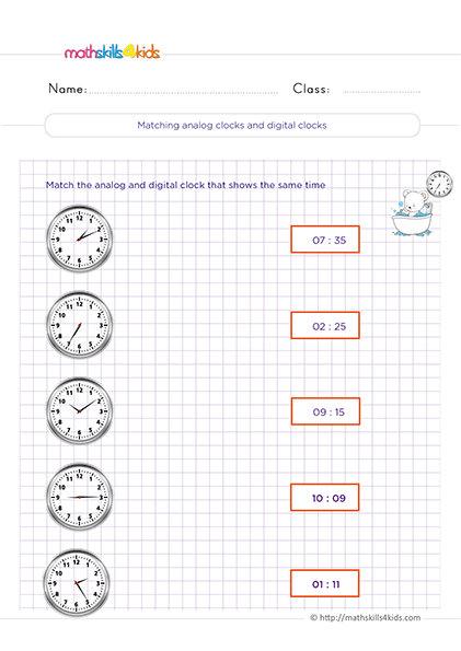 Printable Grade 2 telling time worksheets and activities - Counting pennies, nickels, dimes, and quaters