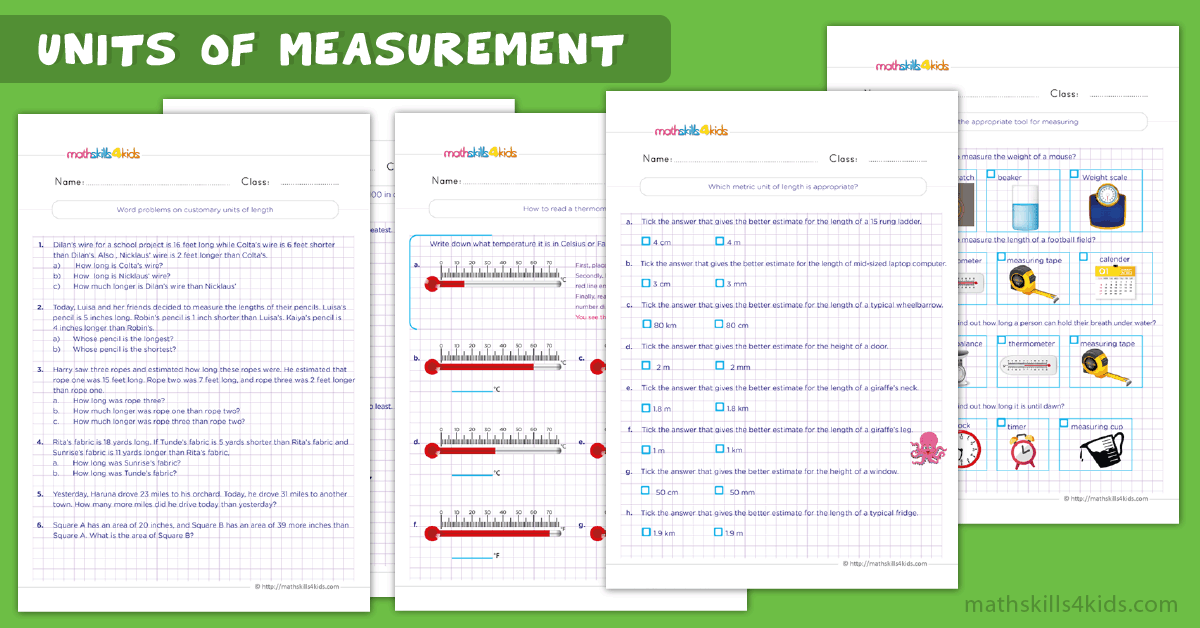 2nd Grade units measurement worksheets: Printable and free