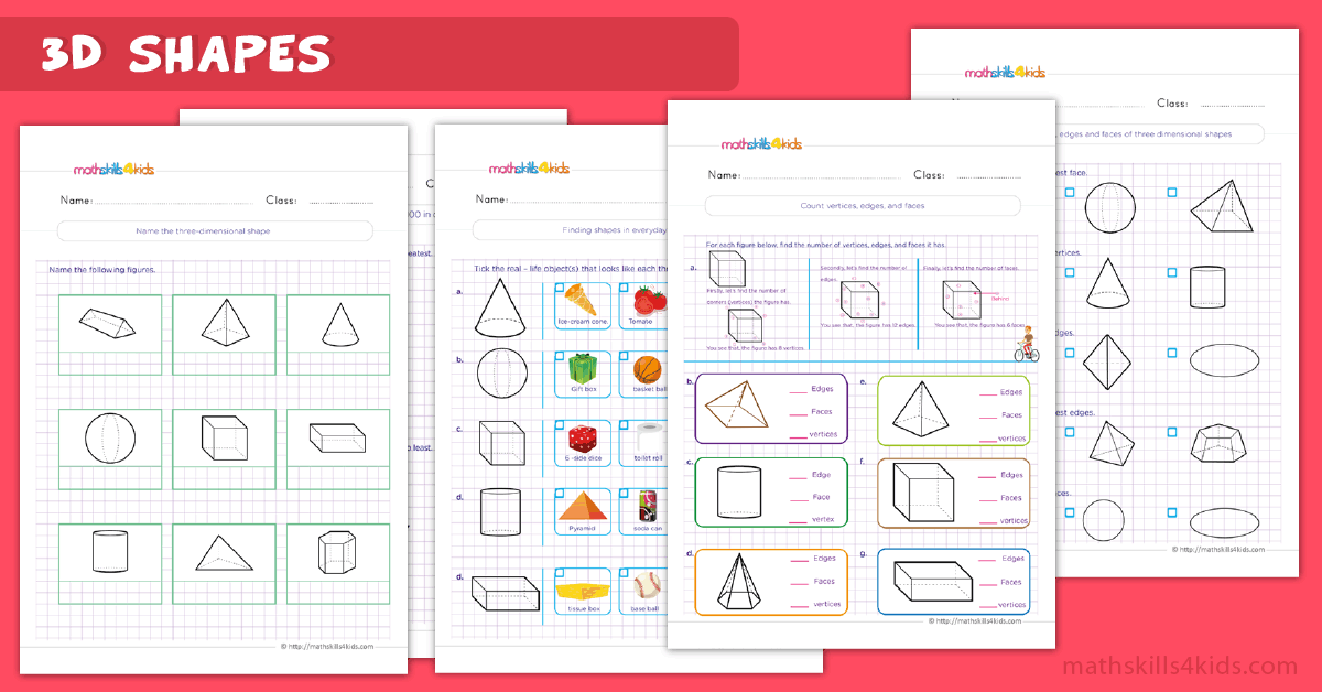 Free printable 3D shapes worksheets for Grade 2 math practice